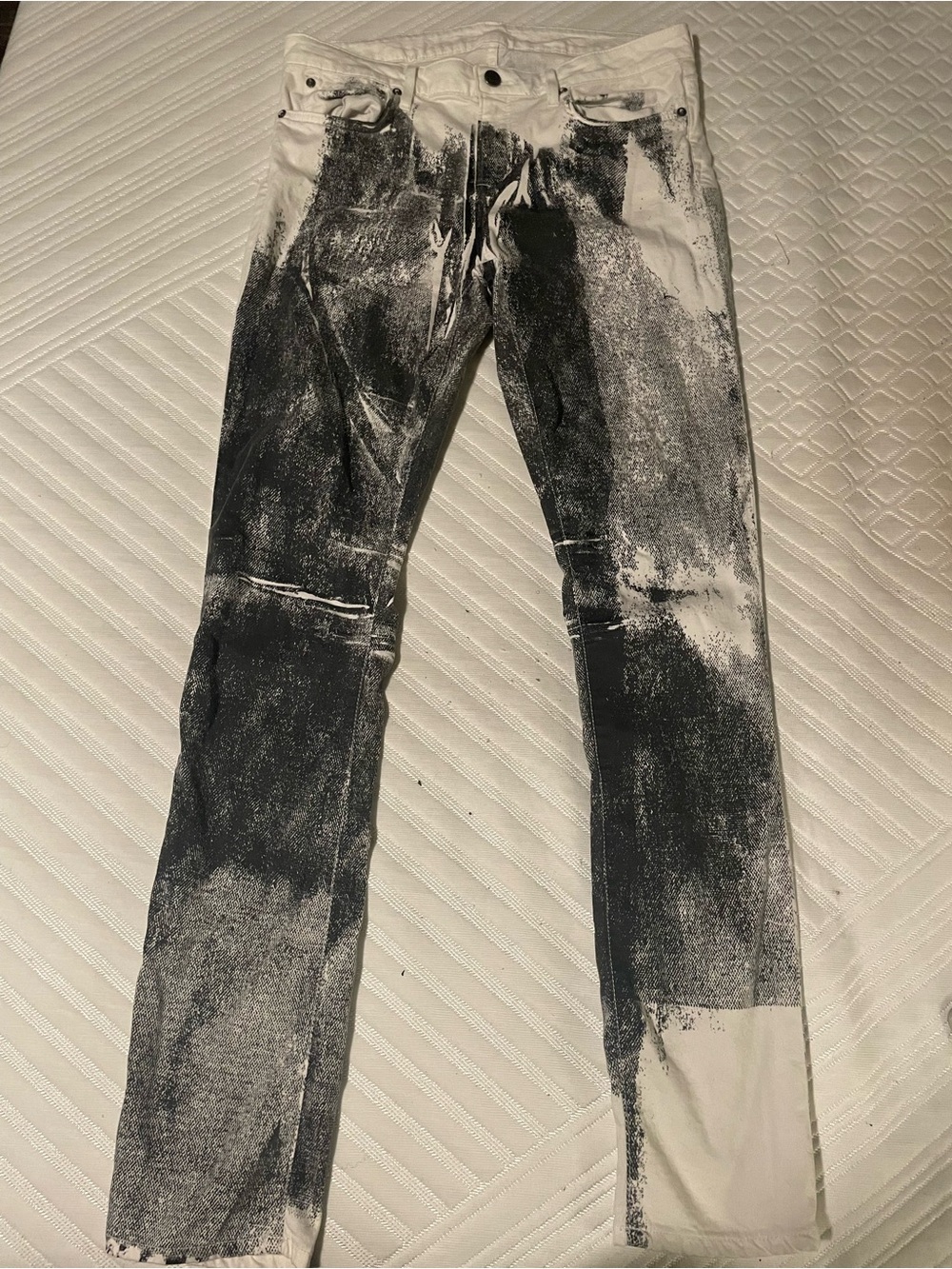 Helmut Lang Black White Waxed Skinny Jeans